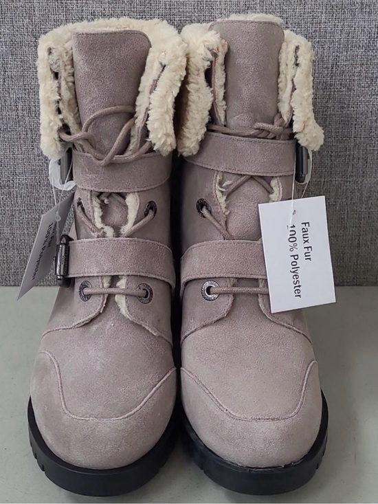 Karl Lagerfeld Shoes - Karl Lagerfeld Paris Sherpa Combat Boots NWT Beige Lug Sole Size 7.5